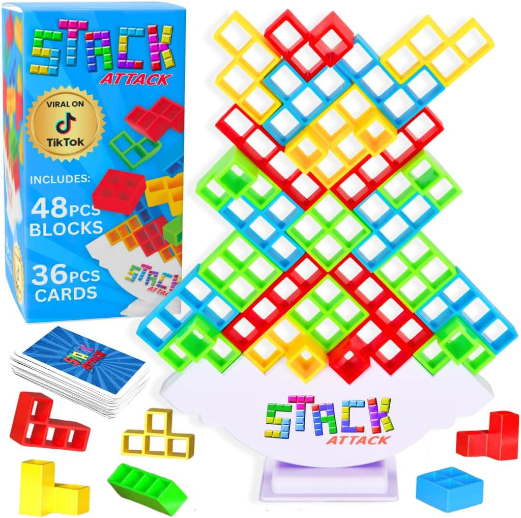 Juego de torre de ataque apilable para niños y adultos, juego de