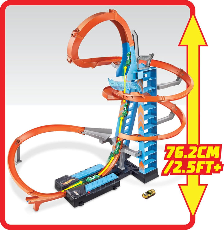 Hot Wheels Sky Crash Tower Track Set - Juego de pistas de torre de...