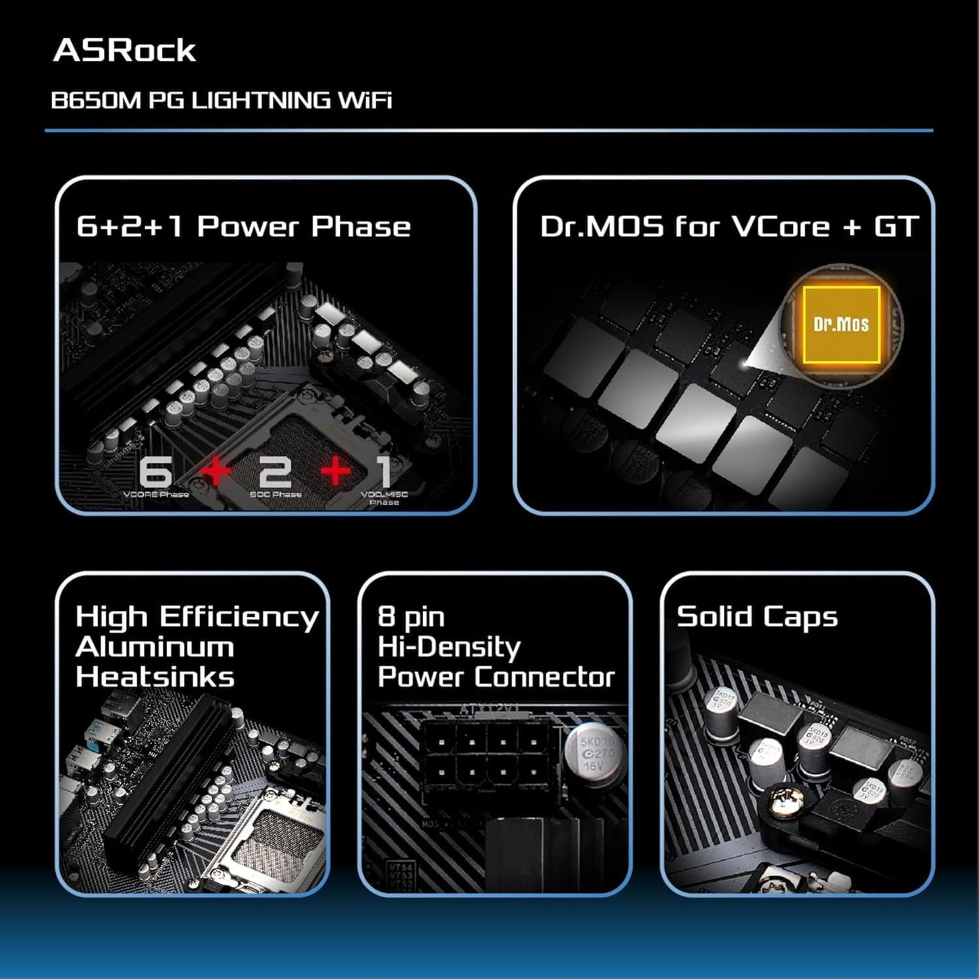 ASRock B650M PG Lightning WiFi 6E AMD Ryzen Serie 9000\/8000\/7000...