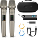 Micrófono inalámbrico dual 2.4G, micrófono recargable con bolsa de