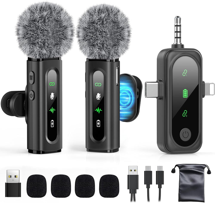 GoorDik Micrófono Lavalier inalámbrico para iPhone, Android, USB C,...