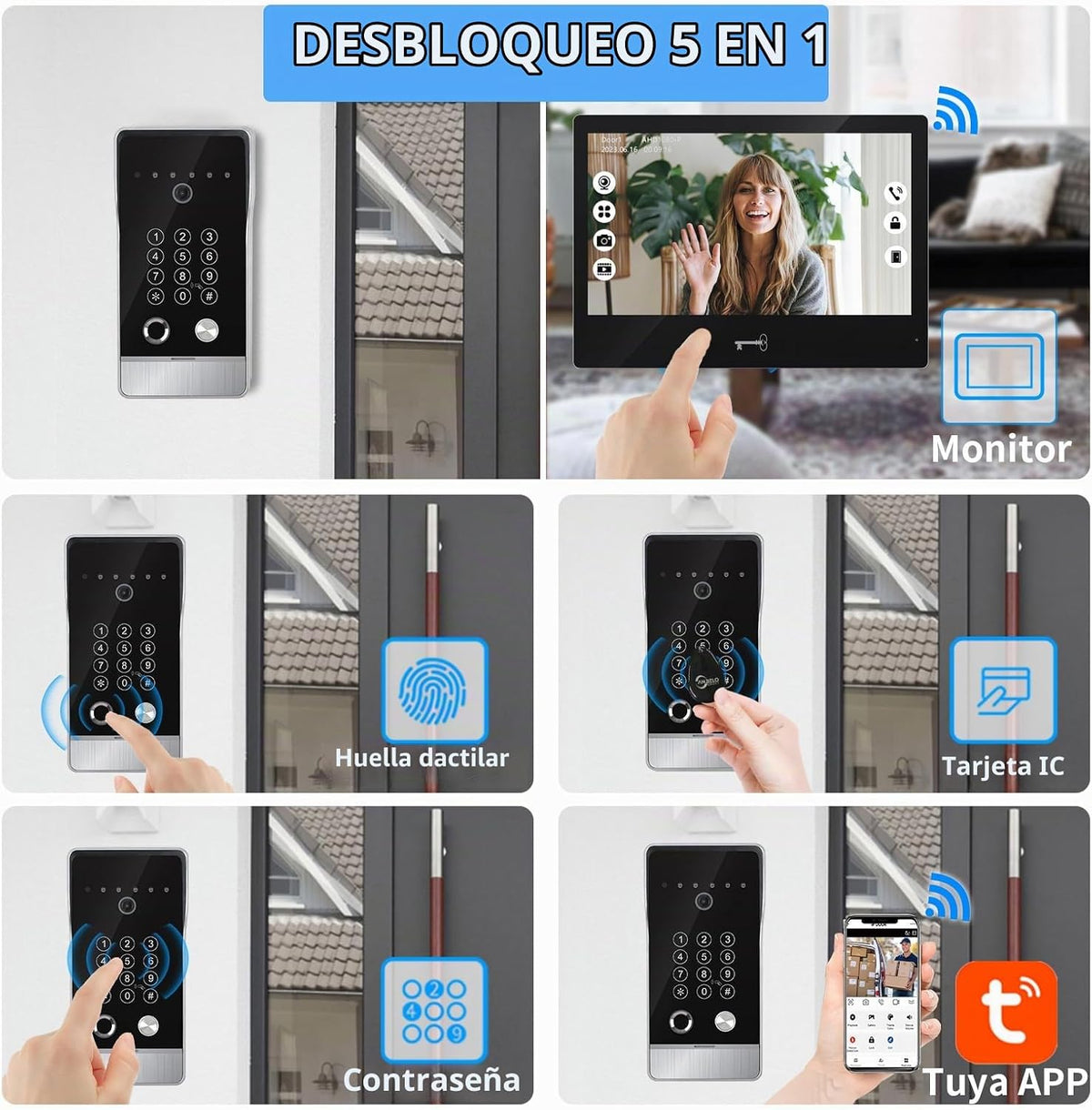 1080P con cable video puerta teléfono apartamento timbre sistema de
