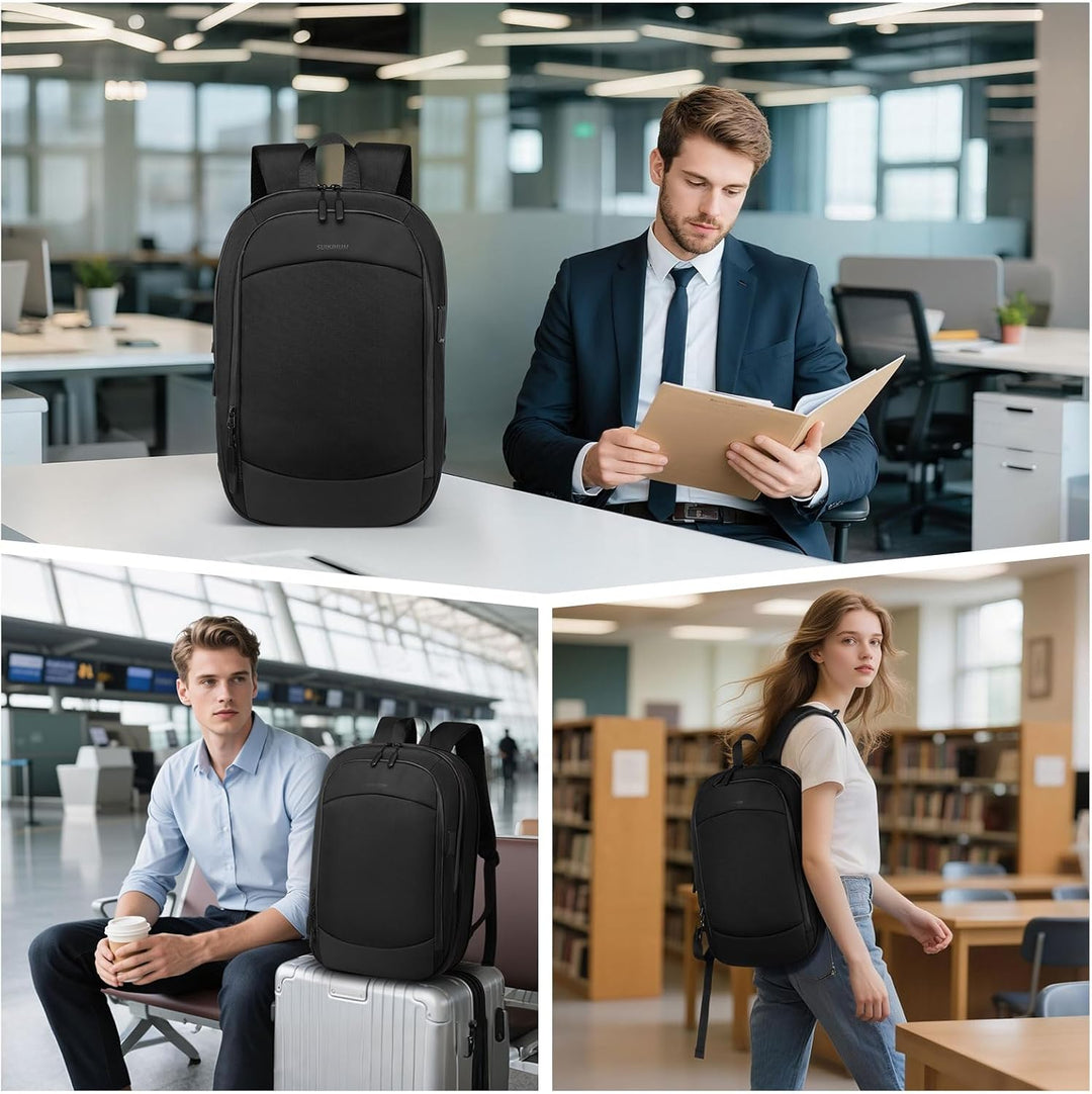 SUIKIHUM Mochila delgada para laptop para hombres y mujeres, bolsa...