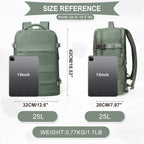 coowoz Mochila grande de viaje para mujeres y hombres, mochila de transporte, mochila de senderismo impermeable, mochila deportiva para exteriores, Verde oliva, 25 L, Mochilas de viaje