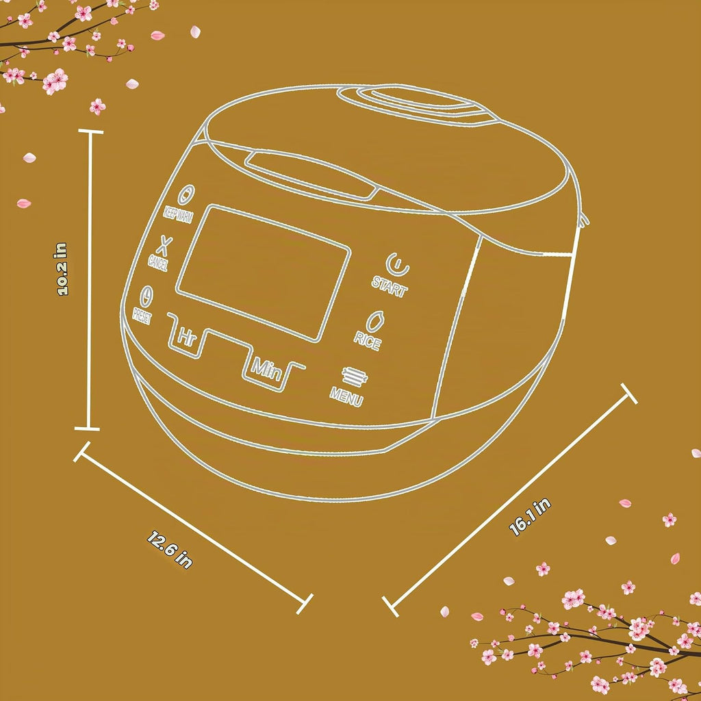 Arrocera Yum Asia Sakura con tazón de cerámica y lógica difusa avanzada (8 tazas, 1.5 litros) 6 funciones de cocción de arroz, 6 funciones de multicocción, pantalla LED táctil, 120V de potencia (negro