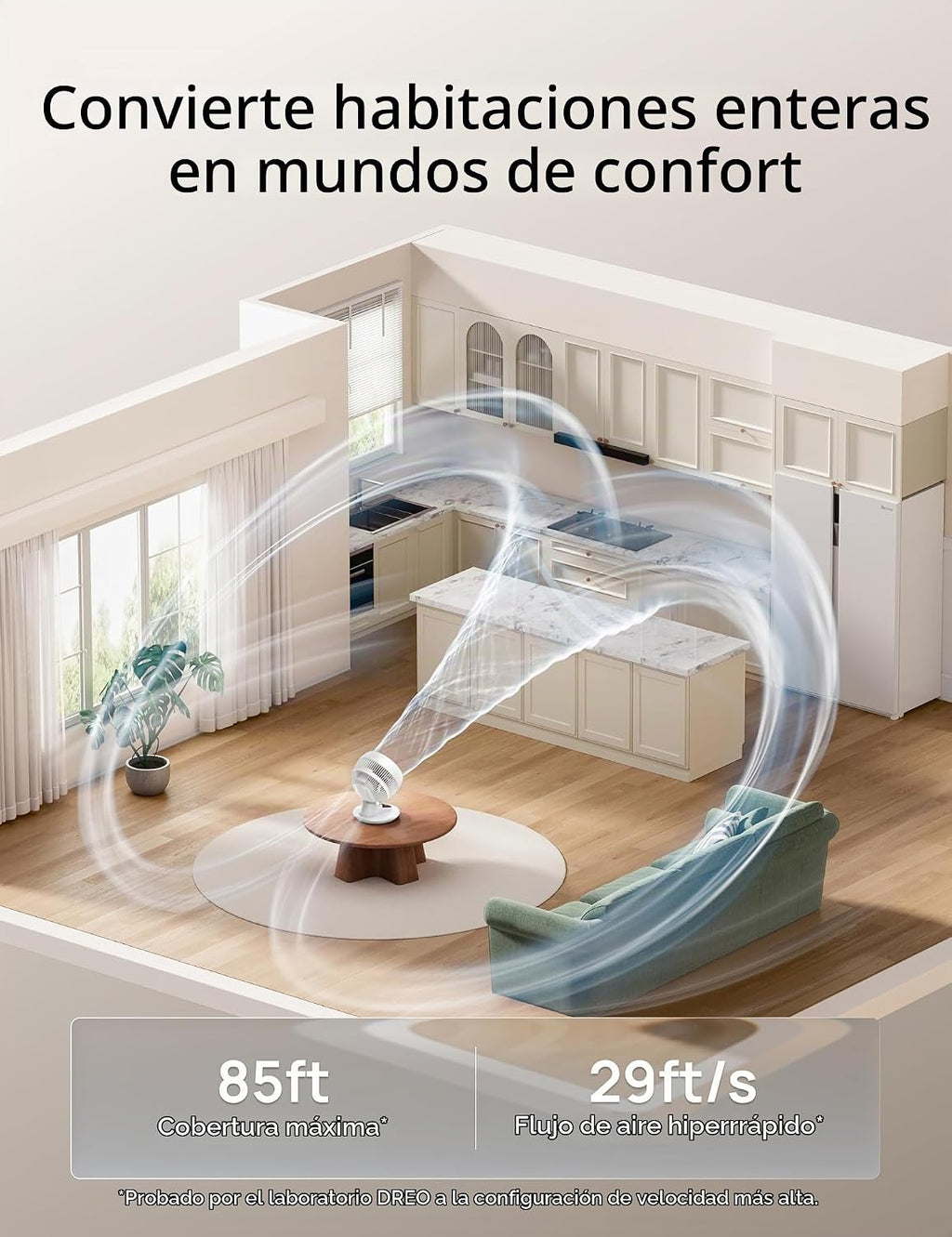 DREO Ventilador inteligente para dormitorio, potente flujo de aire...
