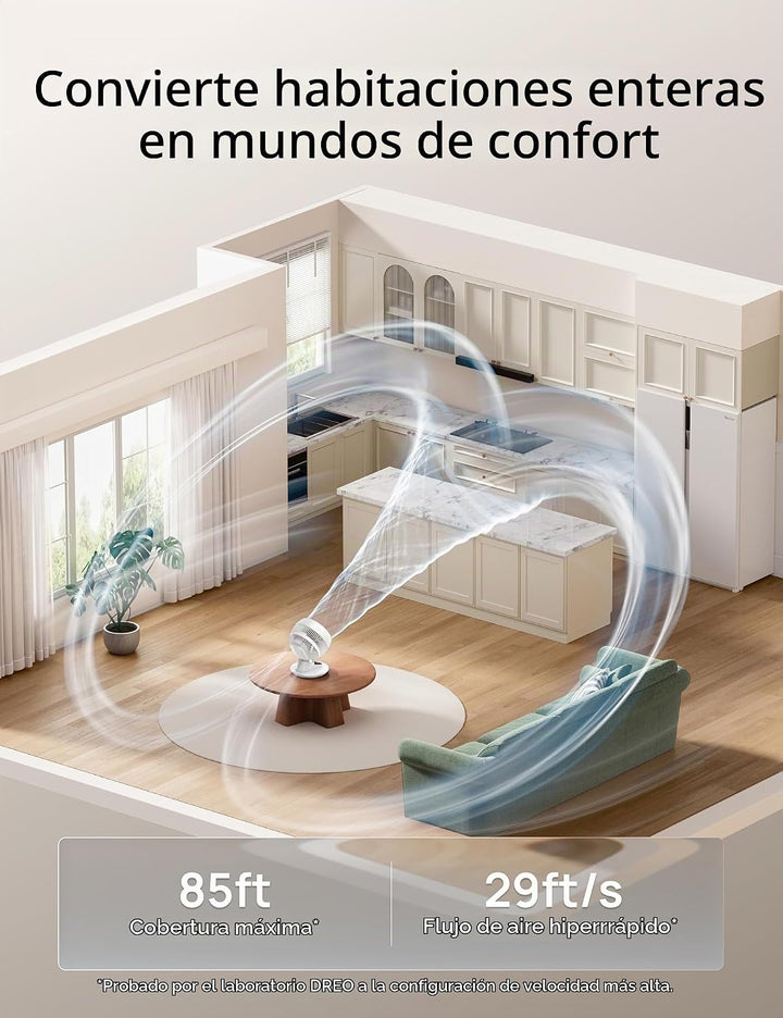 DREO Ventilador inteligente para dormitorio, potente flujo de aire...