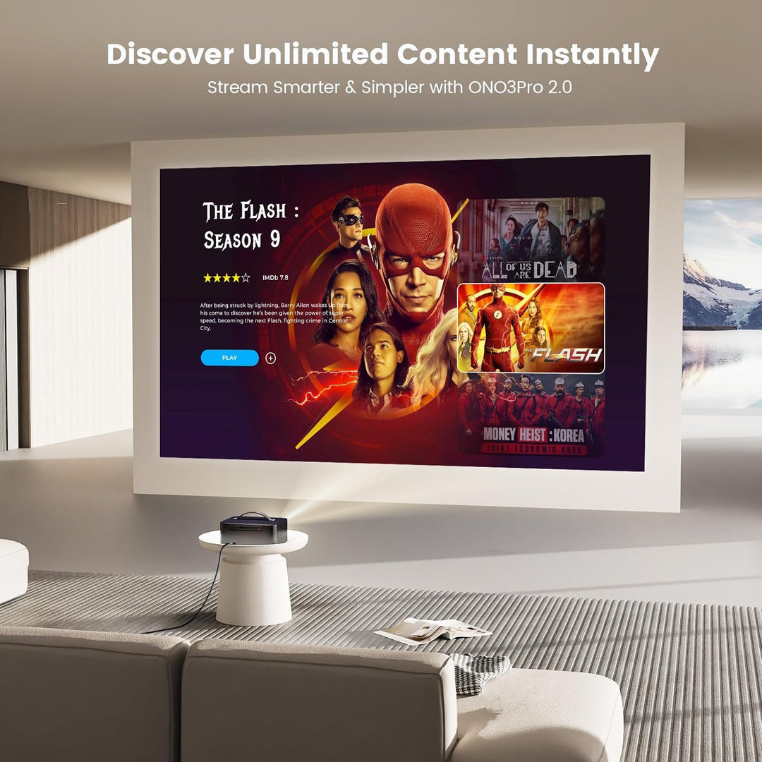 Projector-4K with WiFi and Bluetooth: [50W DoIby\/AI Auto Focus\/Bu...
