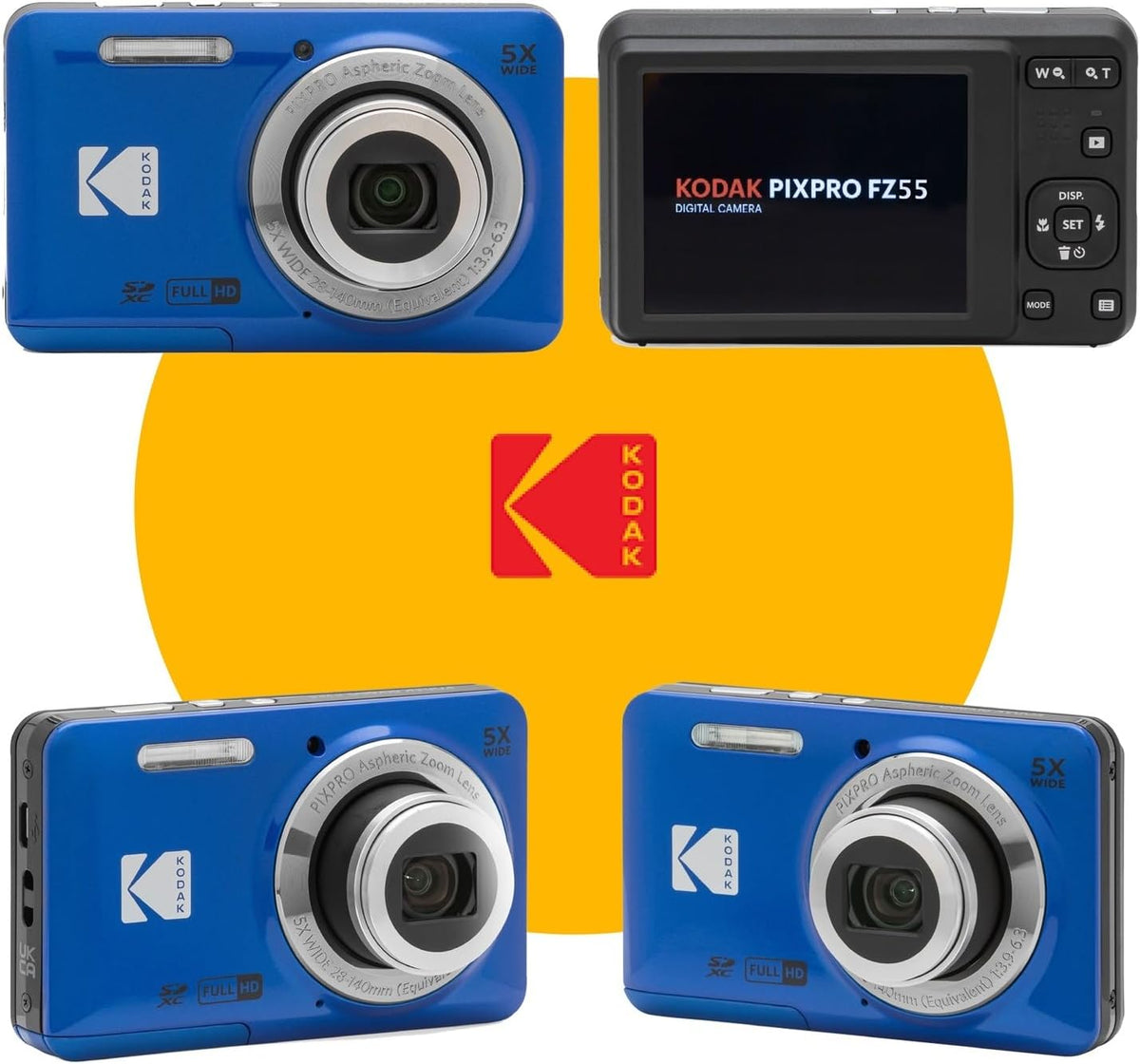 KODAK PIXPRO FZ55 cámara digital de punto y disparo de 16 Mp, zoom óptico 5X, Azul