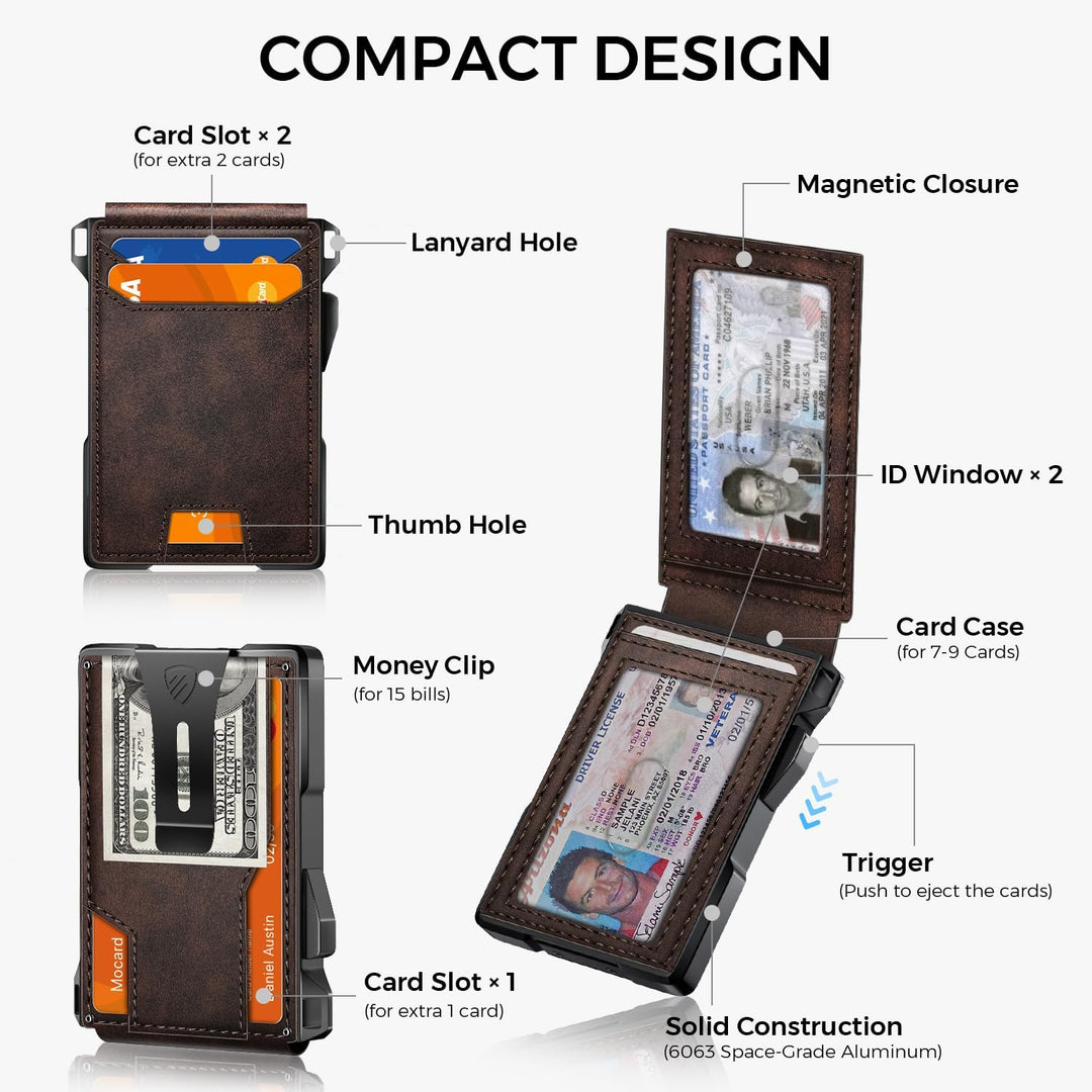 RUNBOX Cartera minimalista para hombre con capacidad para 14 tarjet...