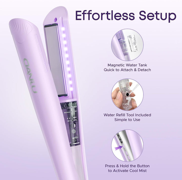 DANJU Plancha de vapor para el cabello, plancha plana de niebla frí...