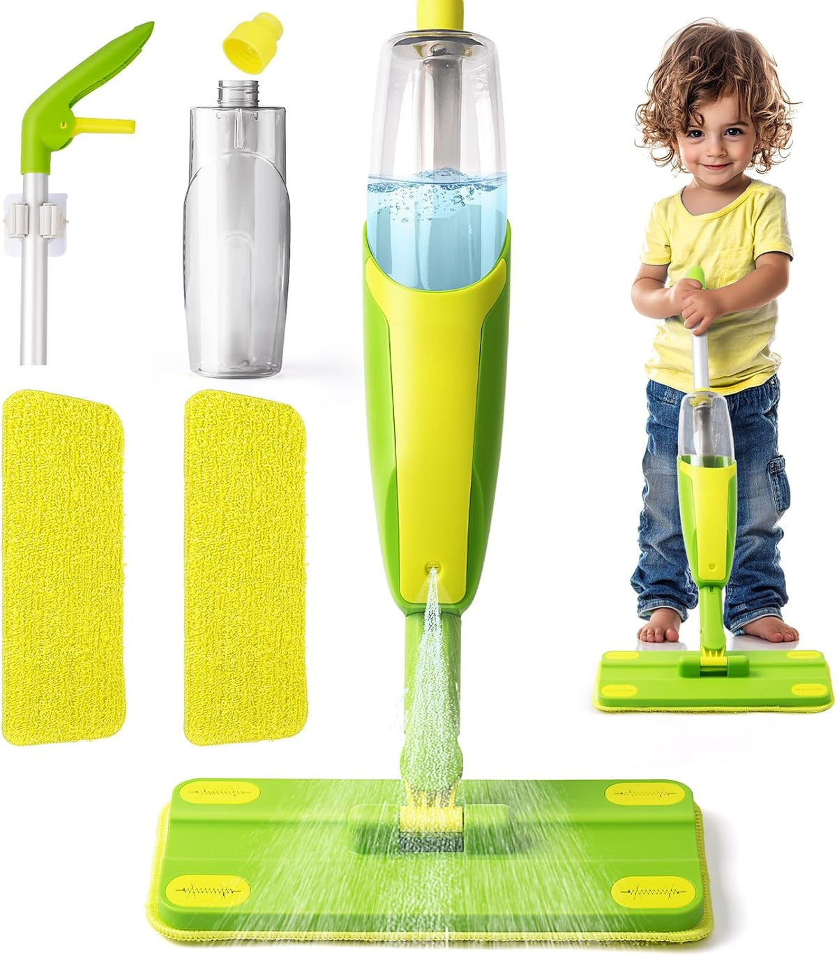 Mopa de Spray para Niños Pequeños - Juguetes Montessori Mini Tamaño Mini Mopa que Realmente Rocía - Juguete de Juego de Imitación Regalo para Niños y Niñas