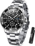 OLEVS Reloj para hombre impermeable de acero inoxidable, gran esfera, relojes para hombres, regalos