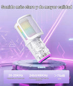 Micrófono USB para juegos, micrófono condensador con cancelación de ruido con silencio, ajuste de reverberación de micrófono de brazo de brazo, monitoreo para transmisión, podcasting, discordia