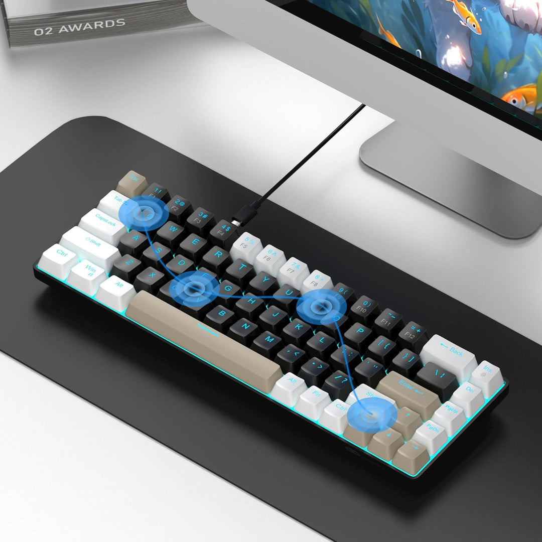 MageGee Teclado mecánico portátil 60% para juegos, MK-Box con retro...