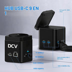 Estación de acoplamiento USB C para laptop con soporte de cargador MagSafe, adaptador multipuerto USB C Hub 9 en 1 con HDMI 4K, Ethernet de 1 Gbps, 3 USB 3.0, SD/TF, compatible con MacBook/Dell/HP