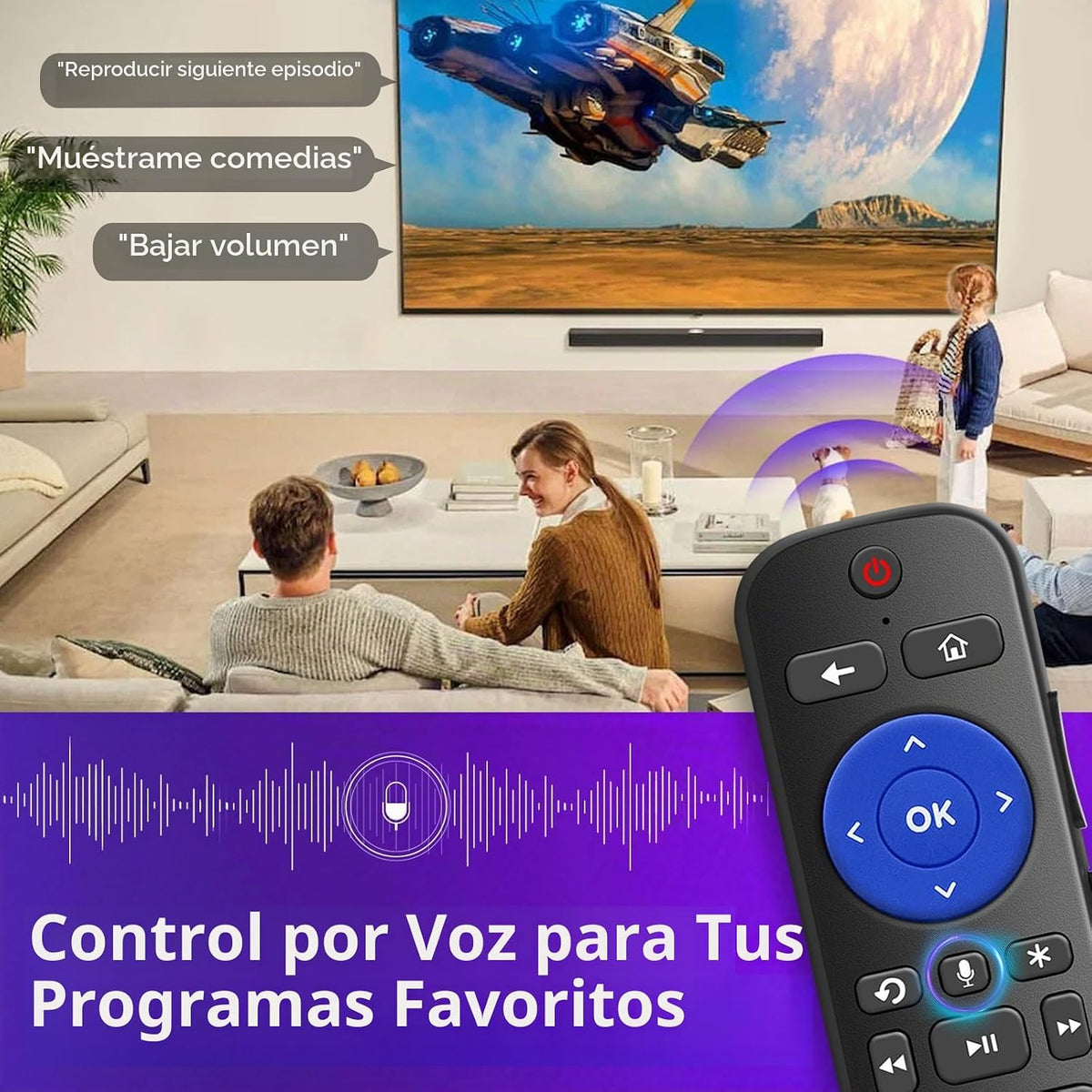 Repuesto para el control remoto por voz Roku: configuración rápida, 4
