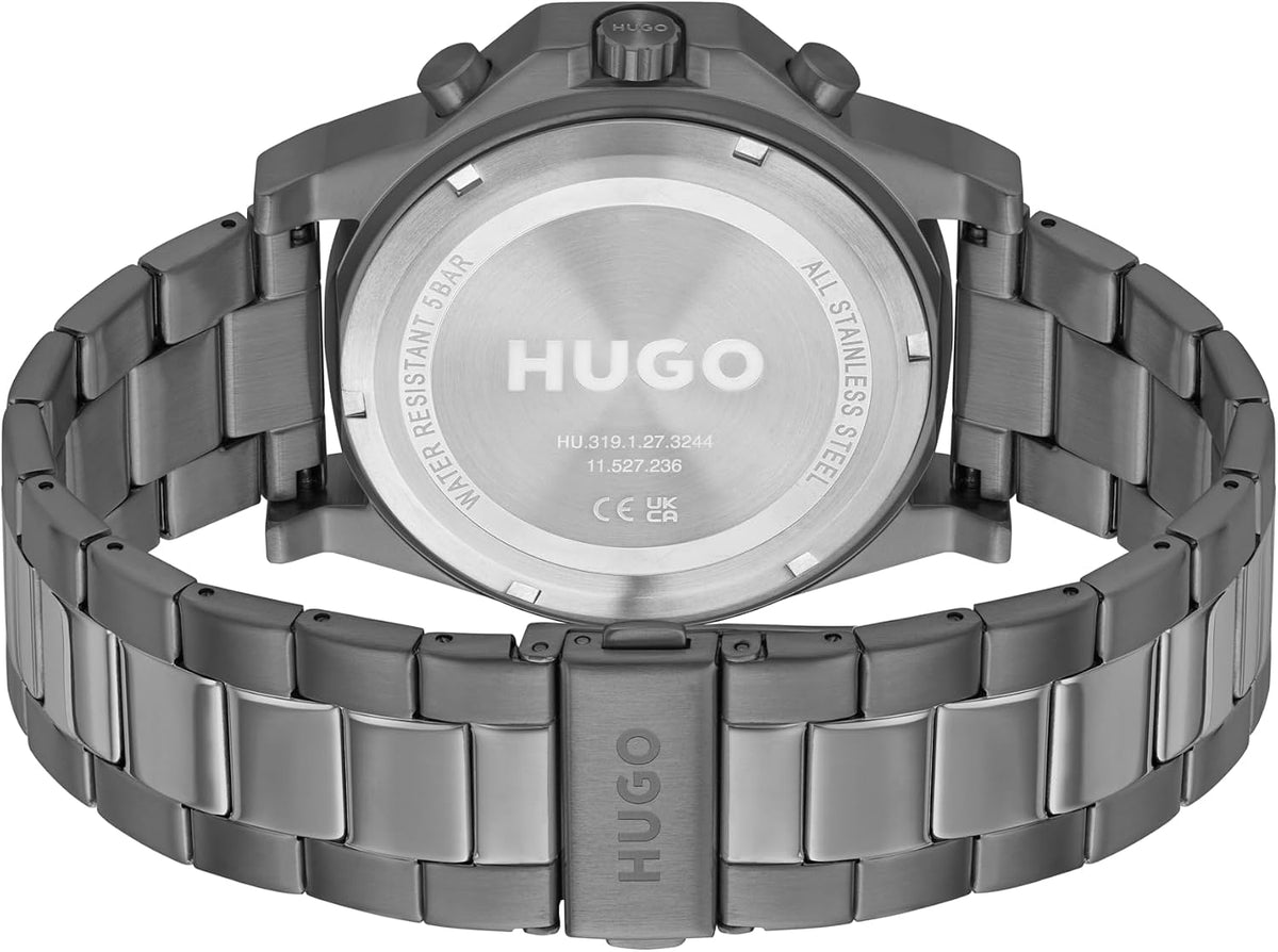 HUGO #Brave - Reloj de pulsera multifunción de acero inoxidable de 1.81 pulgadas para hombre, resistente al agua hasta 5ATM/164 ft, diseño audaz