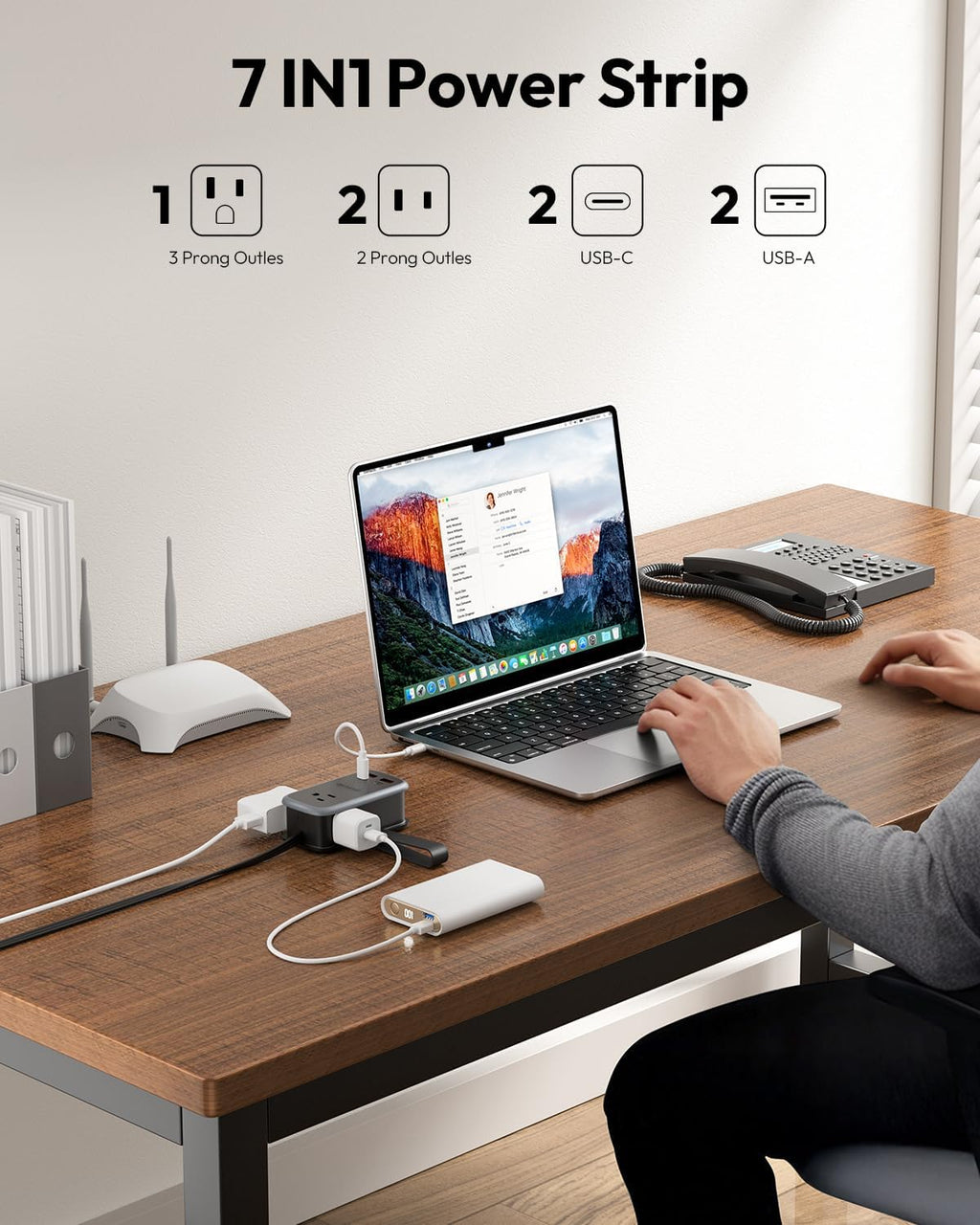 NTONPOWER GAN Ultra - Estación de carga rápida USB de 65 W, regleta de alimentación de viaje 7 en 1 con 3 tomas, 4 USB (2 C), cable de extensión de 4 pies, esenciales de viaje, Cruise Essentials 2026, compatible con MacBook, iPhone