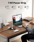 NTONPOWER GAN Ultra - Estación de carga rápida USB de 65 W, regleta de alimentación de viaje 7 en 1 con 3 tomas, 4 USB (2 C), cable de extensión de 4 pies, esenciales de viaje, Cruise Essentials 2026, compatible con MacBook, iPhone