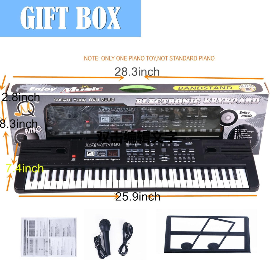 SEMART teclado Piano digital piano eléctrico portátil teclado de música electrónica de 61 teclas juguete para niños principiantes instrumentos musicales con soporte de micrófono USB regalo de