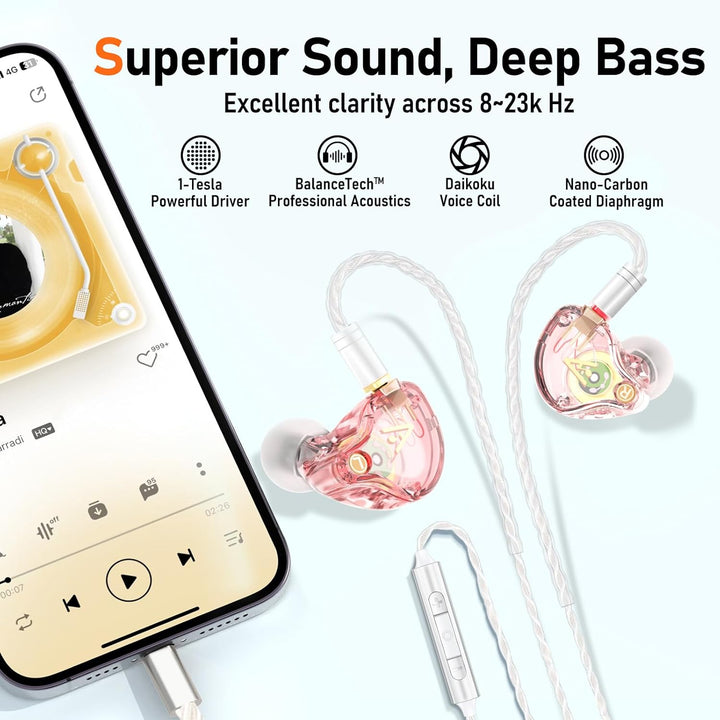 Vibes - Auriculares con cable de 6.8 fl oz, auriculares de alta fid...