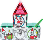 CreateOn Crayola Elf on the Shelf - Pintura en azulejos, kit de azulejos magnéticos de construcción con tubos de pintura Crayola, juguete de manualidades de Navidad | Juego de construcción magnética y pintura de 18 piezas para niños a partir de 3 años