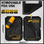 Juego de llaves Allen hexagonales: Juego de 41 piezas de llaves hexagonales y Torx con mango de torque, estándar SAE (0.028"-3/8") y métrico (0.7mm-10mm) y Torx (T9-T50) en estuche de