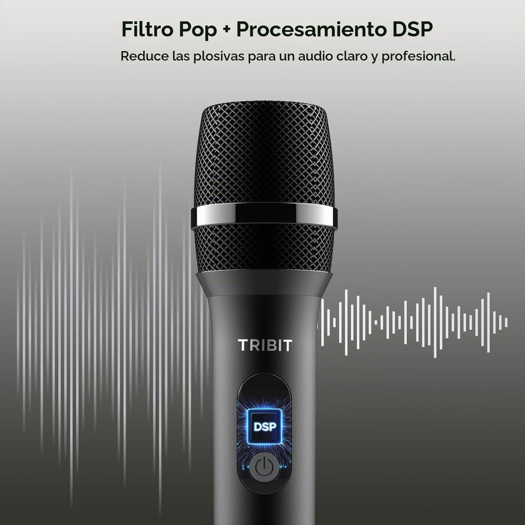 Tribit - Micrófono inalámbrico, sistema de micrófono dinámico inalá...