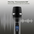 Tribit - Micrófono inalámbrico, sistema de micrófono dinámico inalámbrico de mano dual