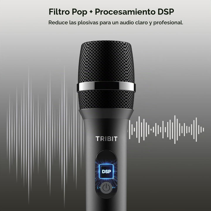 Tribit - Micrófono inalámbrico, sistema de micrófono dinámico inalá...