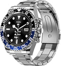 findtime Reloj inteligente para teléfonos Android, contestar llamadas, recordatorio de SMS, reloj inteligente compatible con iPhone, Bluetooth, acero inoxidable, reloj de fitness para hombre, reloj inteligente