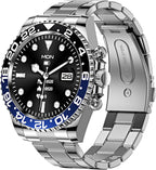 findtime Reloj inteligente para teléfonos Android, contestar llamadas, recordatorio de SMS, reloj inteligente compatible con iPhone, Bluetooth, acero inoxidable, reloj de fitness para hombre, reloj inteligente