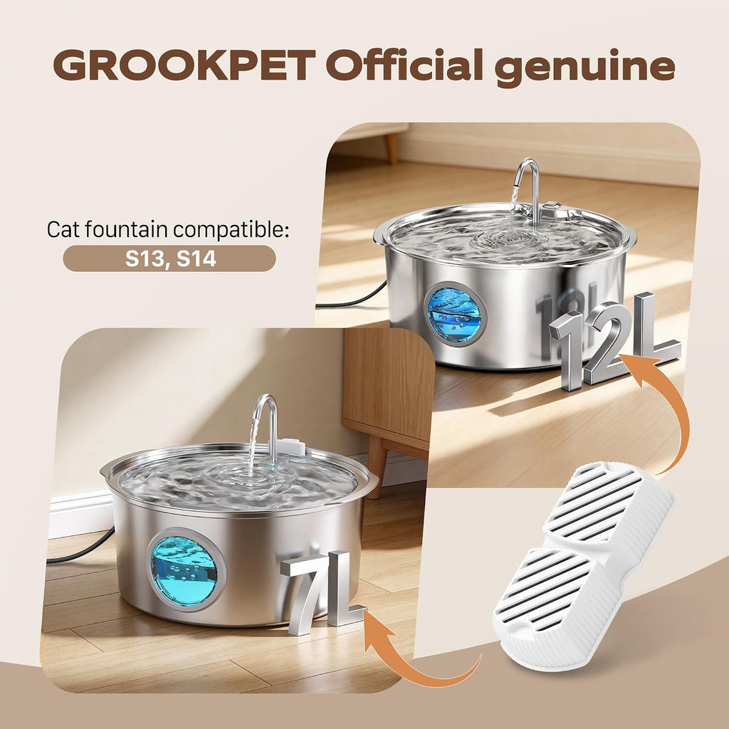 GROOKPET Reemplazo del filtro de fuente para perros: 24 filtros de fuente de agua para mascotas, juego de 6 meses de filtro de repuesto para fuentes de agua para perros GROOKPET para perros grandes