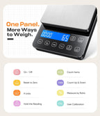 Báscula digital de la comida de la cocina, 22lb/10kg, 0.004 oz alta