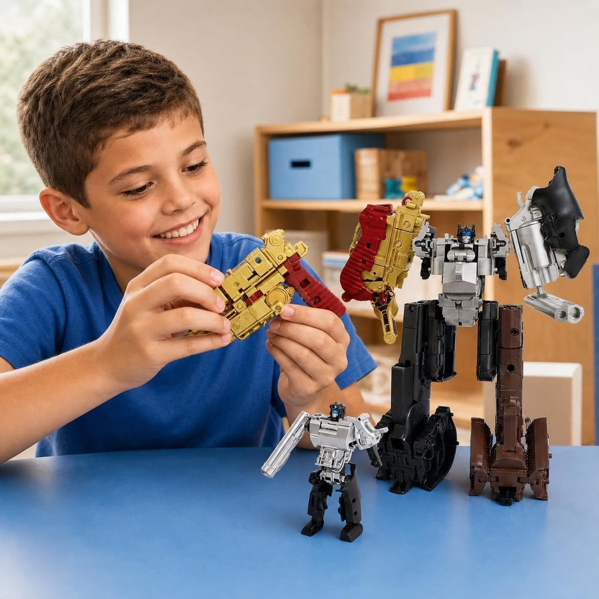 Mini robot transformador 5 en 1 para niños mayores de 6 años
