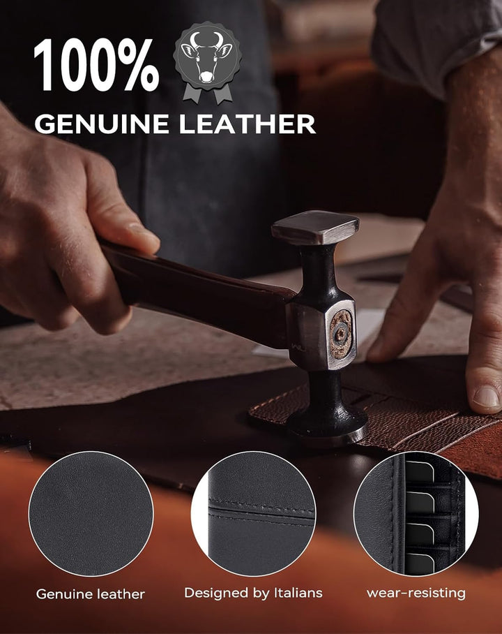 Swallowmall Cartera de cuero para hombre, carteras plegables de cue...
