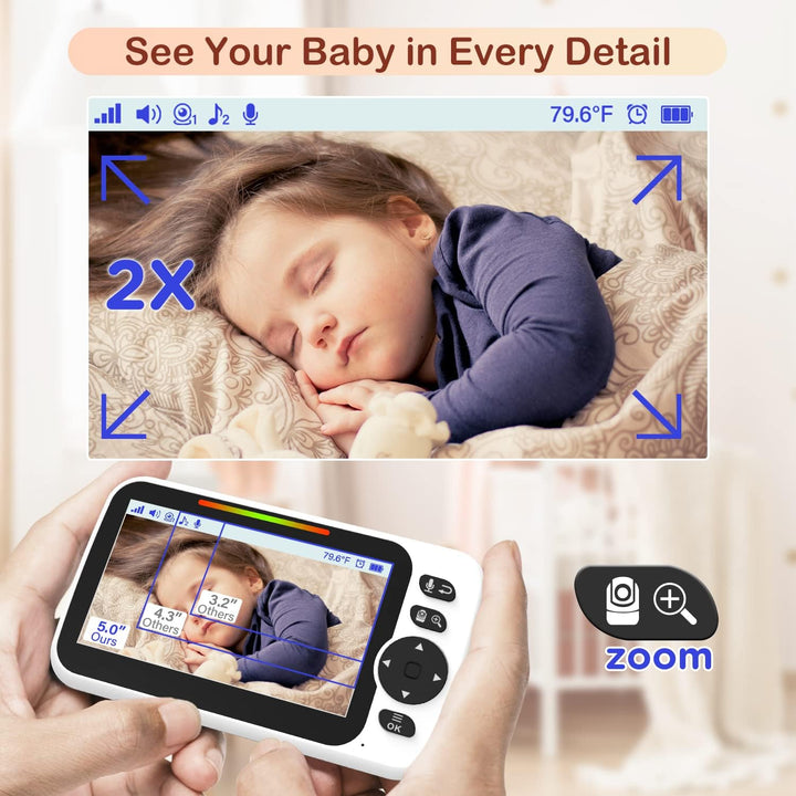 Blemil - Monitor de bebé con batería de 30 horas, monitor de vídeo...