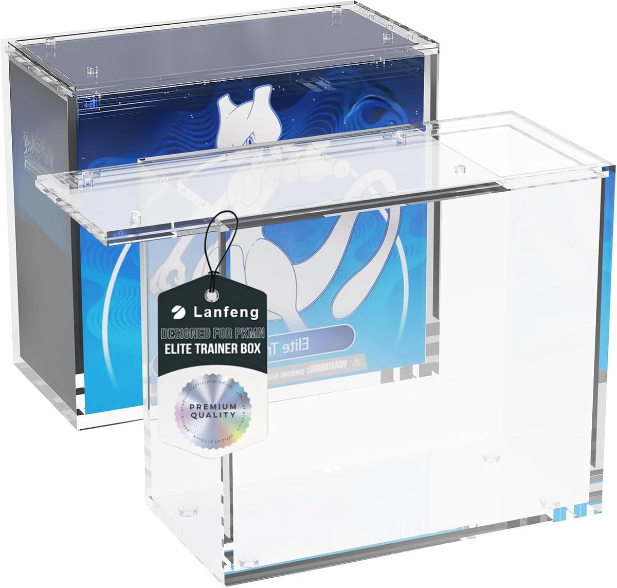 Elite Trainer Box Acrylic Display Case Stackable- ETB Protector Case con Strong Magnets Sliding Lid -5mm +5mm Ultra Thick Acrylic compatible con Elite Trainer Boxes-3 Pack
