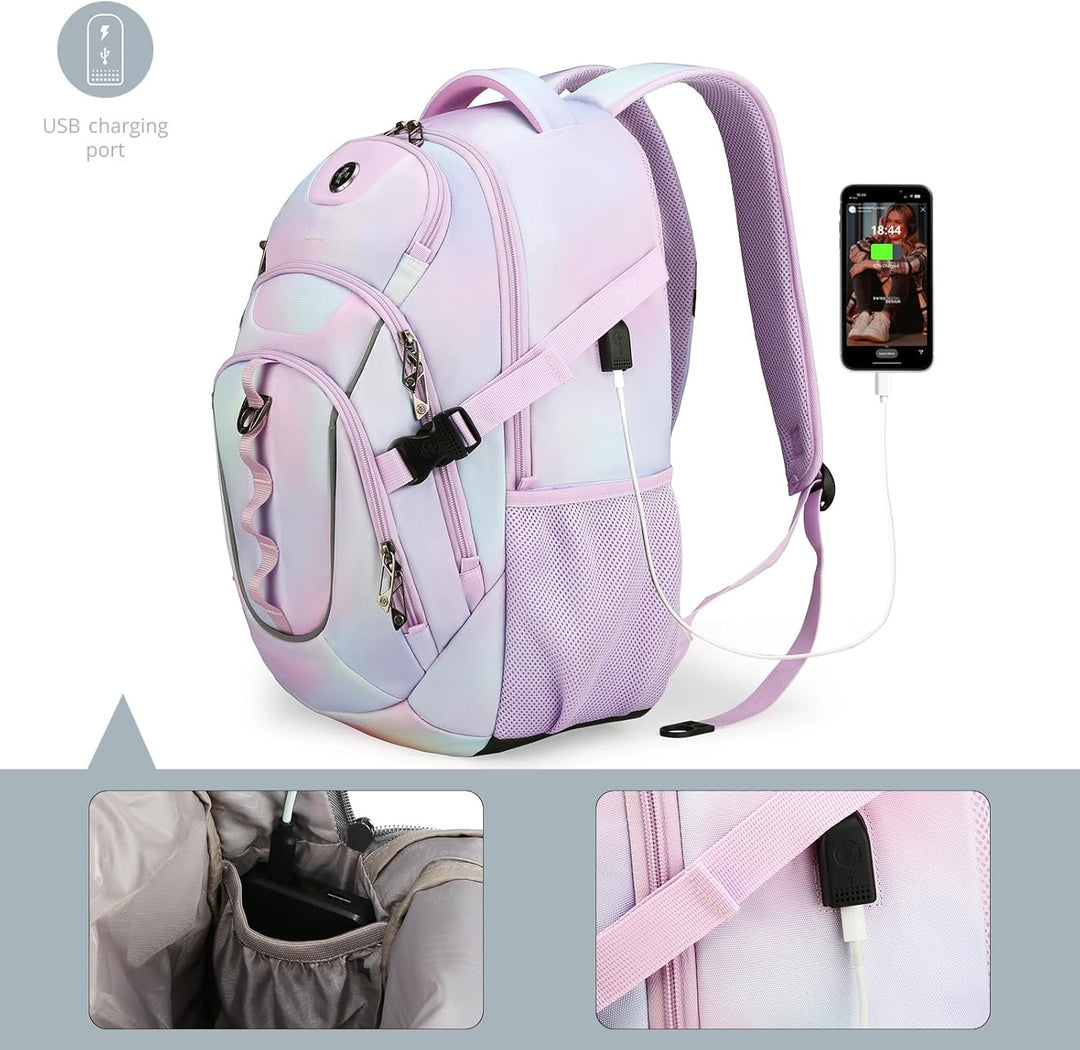 Swissdigital Mochila para laptop con puerto de carga USB, mochila d...