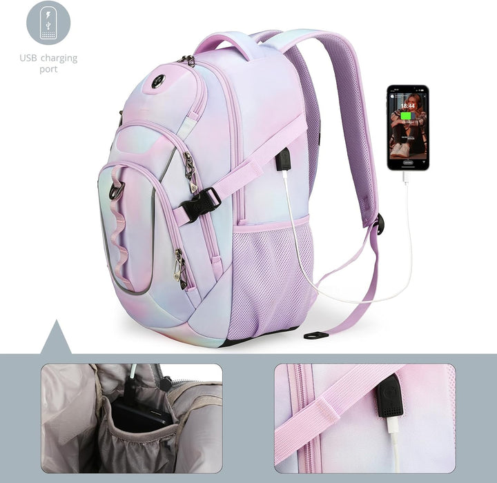 Swissdigital Mochila para laptop con puerto de carga USB, mochila d...