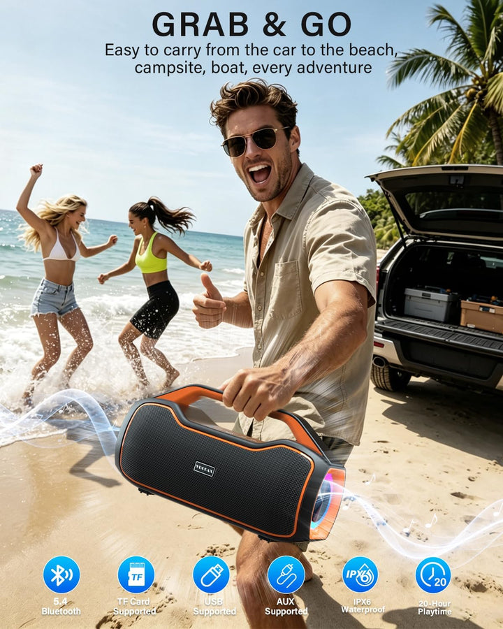 Altavoz Bluetooth portátil de graves de 120 W, potente altavoz inal...