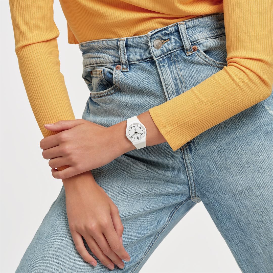 Swatch Gent Biosourced Reloj Unisex Casual Polímero Blanco Cuarzo Impermeable Solo Blanco Suave