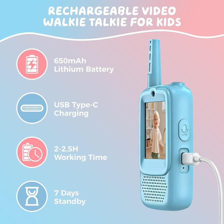 Walkie Talkies de video para niños paquete de 2 walkie