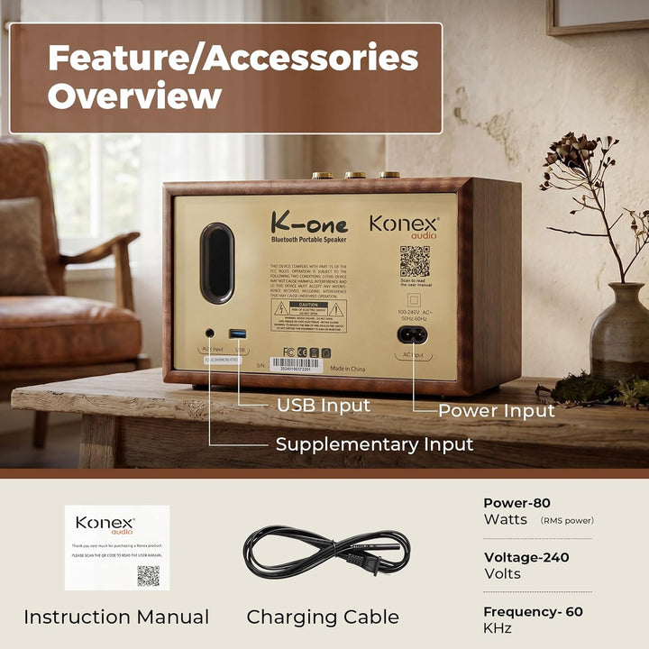 KONEX - Altavoz Bluetooth, altavoz Bluetooth vintage, altavoz Bluet...