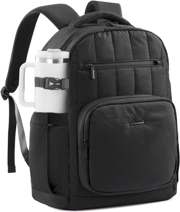 LOVEVOOK Mochila acolchada para laptop para mujer, Negro, 17 pulg.,...