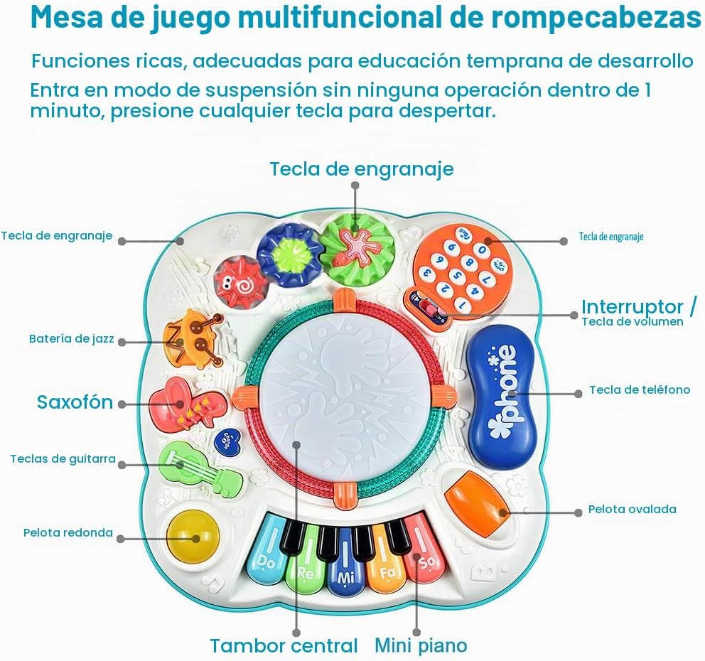 Juguete para bebé: juguetes musicales atractivos para bebés de 6, 12 y 18 meses, seguro, resistente y divertido (11.8 x 11.8 x 12.2 pulgadas)