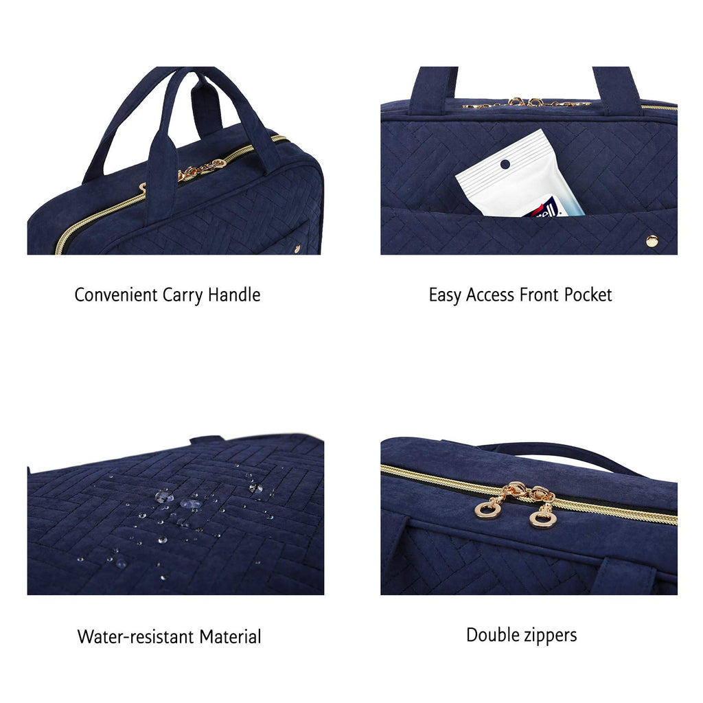 BAGSMART Neceser Bolsa de Viaje con Gancho para Colgar, Bolsa de Cosméticos de Maquillaje Resistente al Agua, Organizador de Viaje para Accesorios, Champú, Contenedor de Tamaño Completo, Artículos de