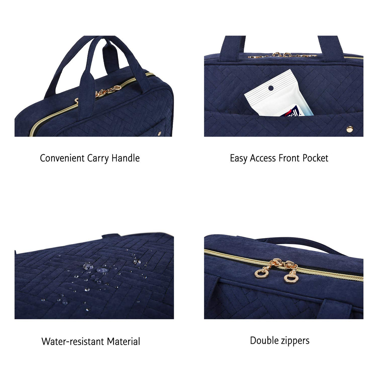BAGSMART Neceser Bolsa de Viaje con Gancho para Colgar, Bolsa de Cosméticos de Maquillaje Resistente al Agua, Organizador de Viaje para Accesorios, Champú, Contenedor de Tamaño Completo, Artículos de