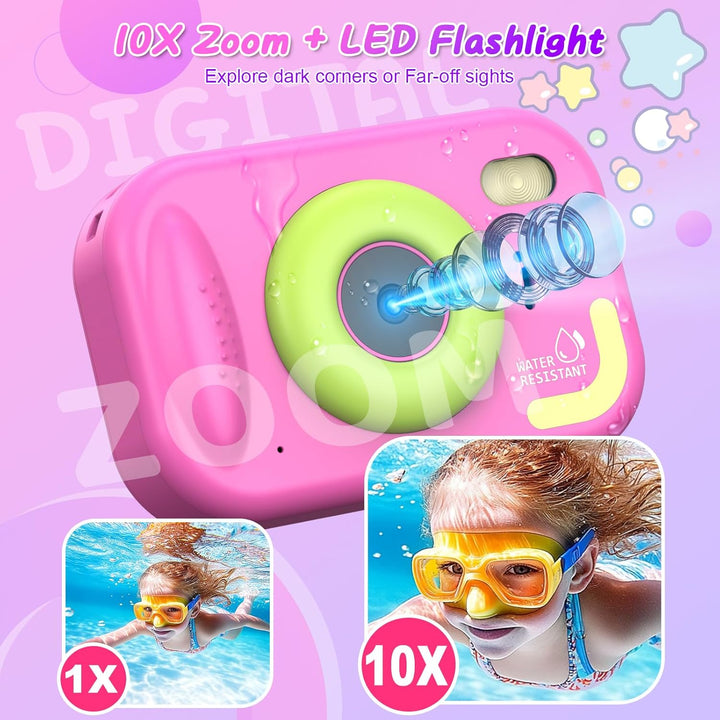Cámara impermeable para niños, cámara digital subacuática HD 1080P...